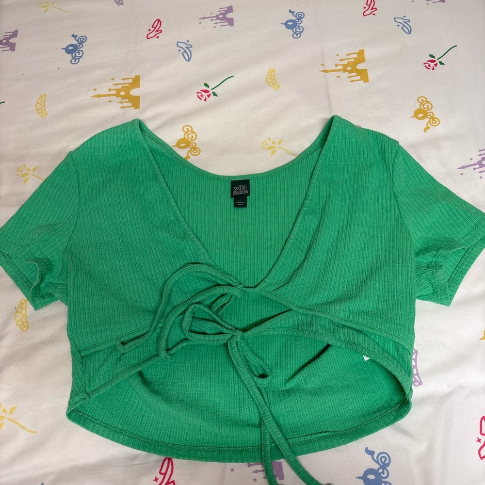 Wild Fable Green Tie-Front Crop Top